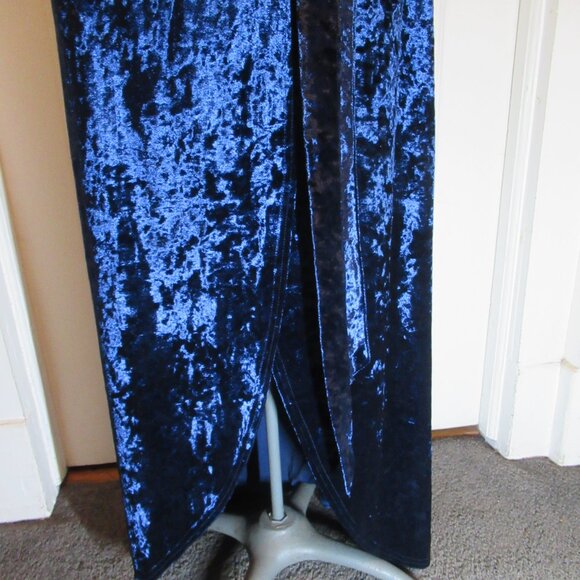 Blue Crushed Velvet Faux Wrap Skirt Long Maxi & Tank Top Party Prom EUC Gorgeous - Picture 11 of 16